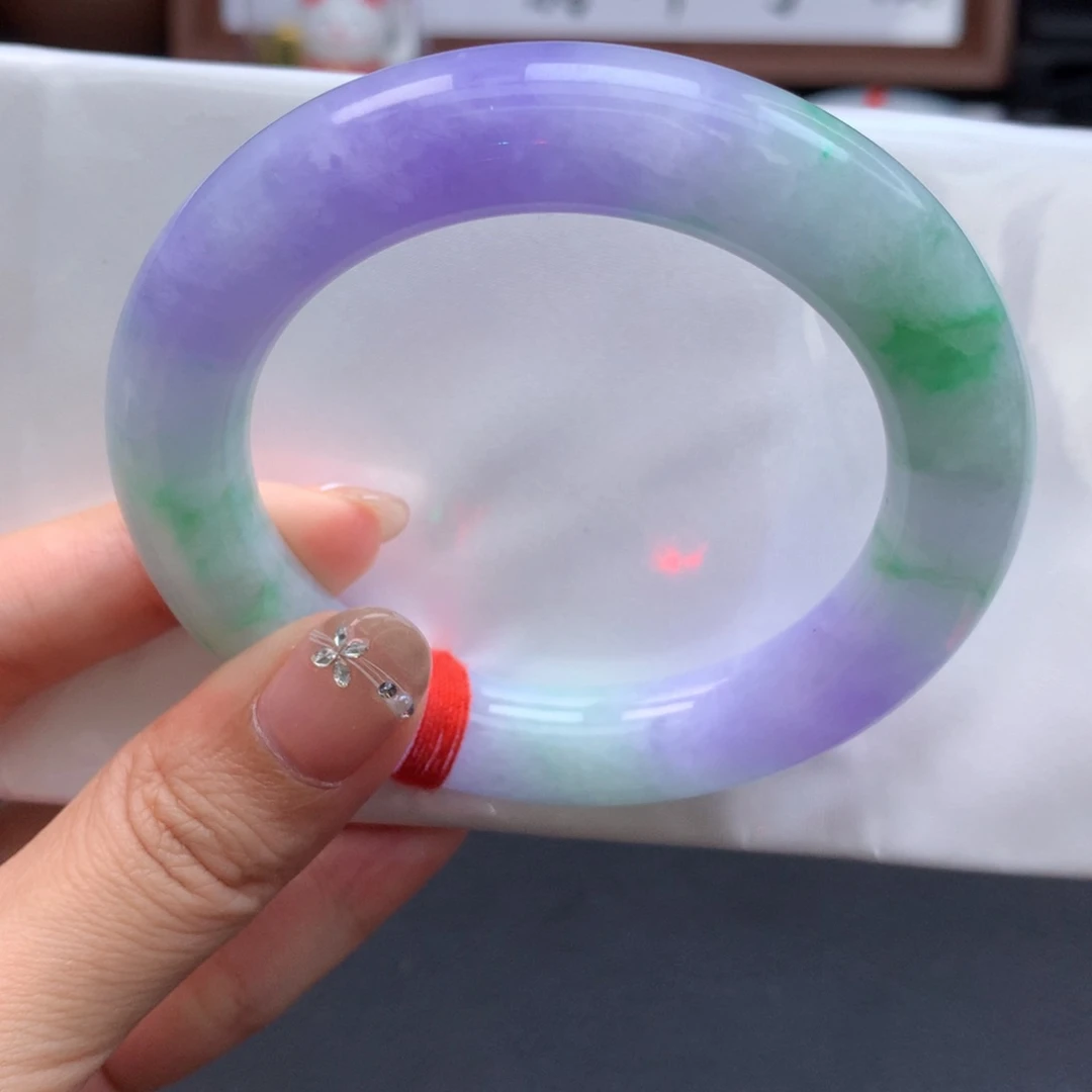 翡翠手镯未镶嵌浓春彩胖圆15号