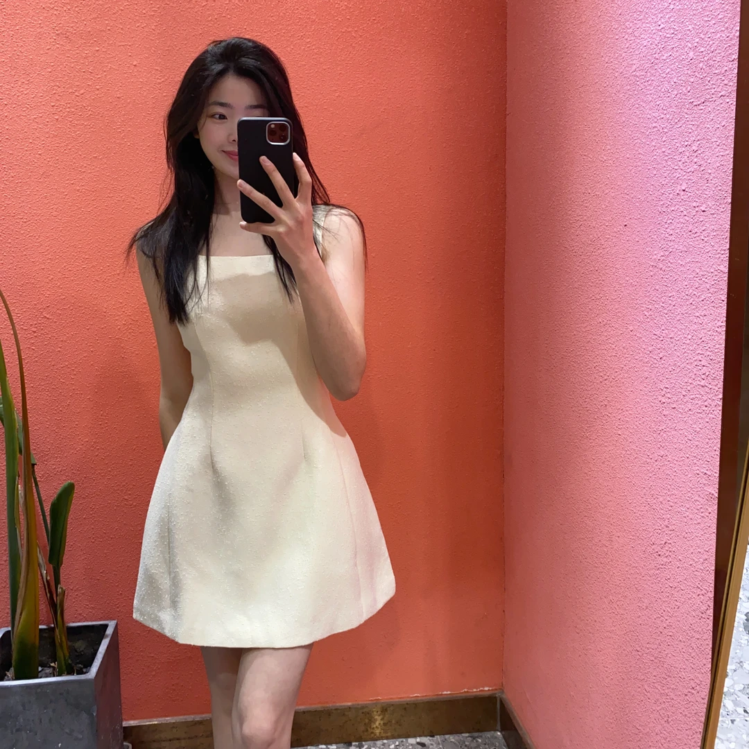 （默茗服装）油画栀子方领连衣裙