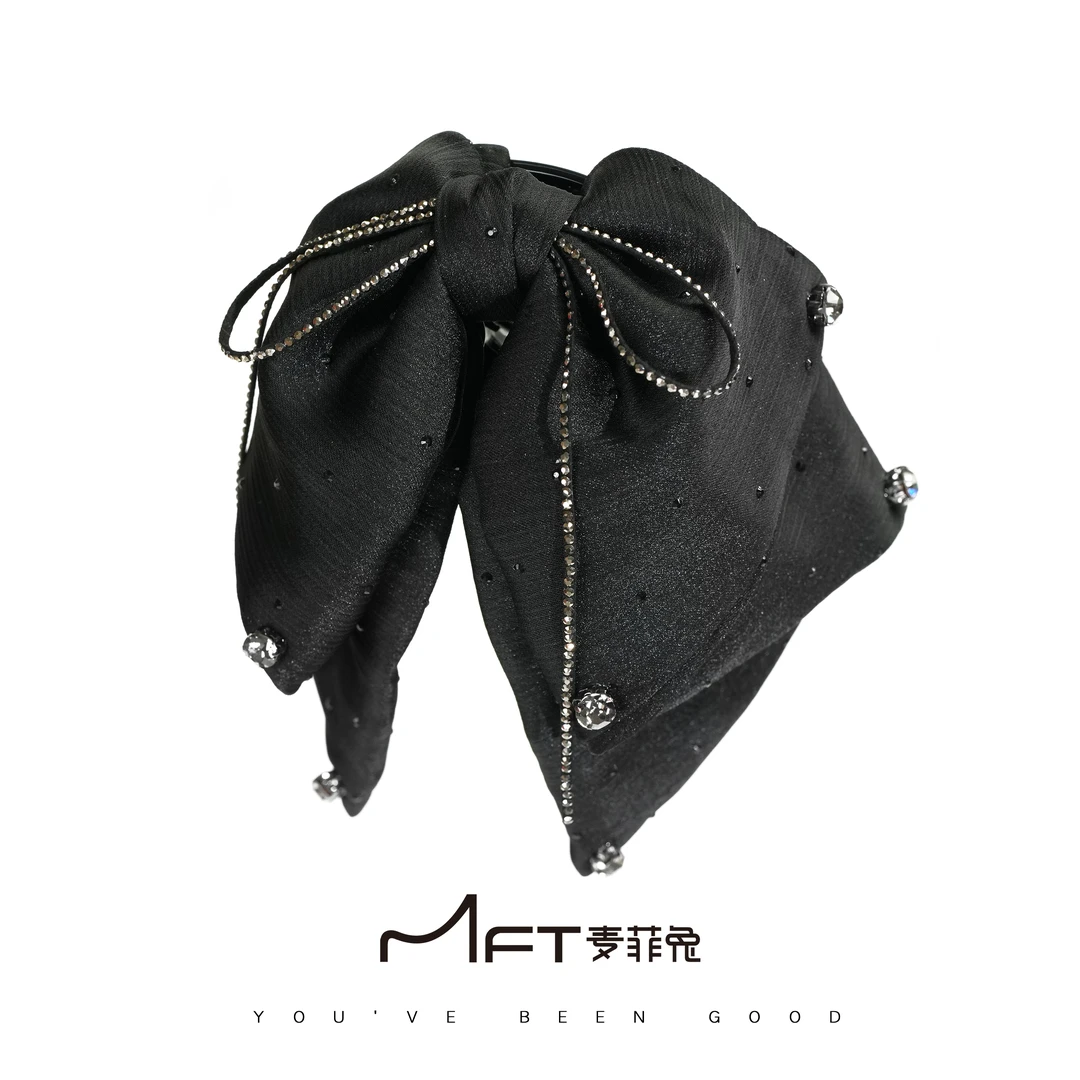 【巴黎王妃系列 爱丽丝飘带抓夹】双层蝴蝶结马尾夹后脑勺发夹发饰