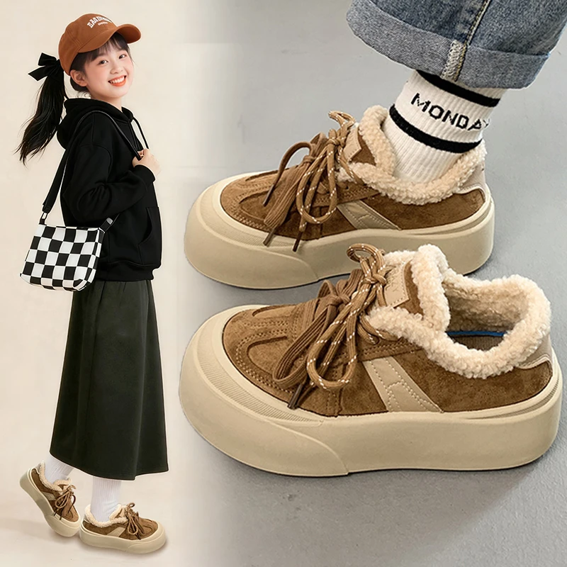 女童棉鞋2025秋冬新款儿童女孩加绒保暖二棉板鞋中大童休闲运动鞋