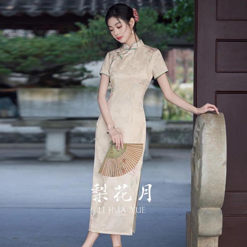 新中式长款改良旗袍2025新款年轻款少女国风复古修身气质日常可穿