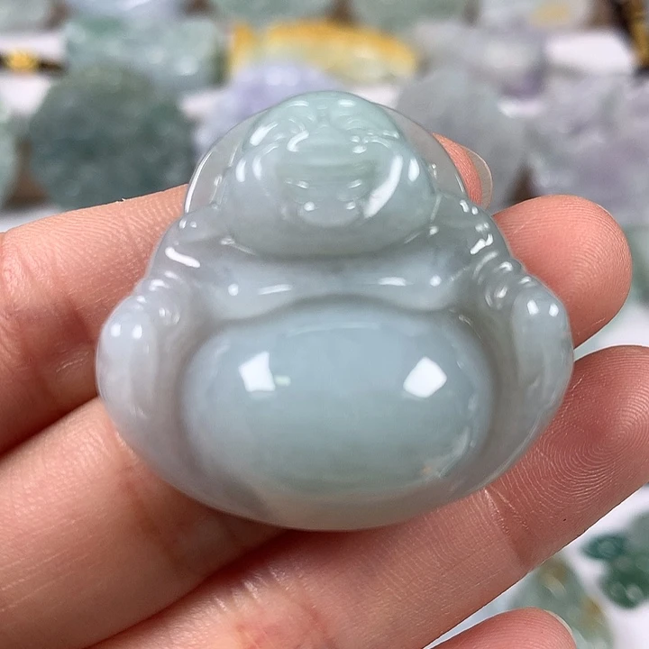翡翠未镶嵌颈饰笑佛卡厚12+