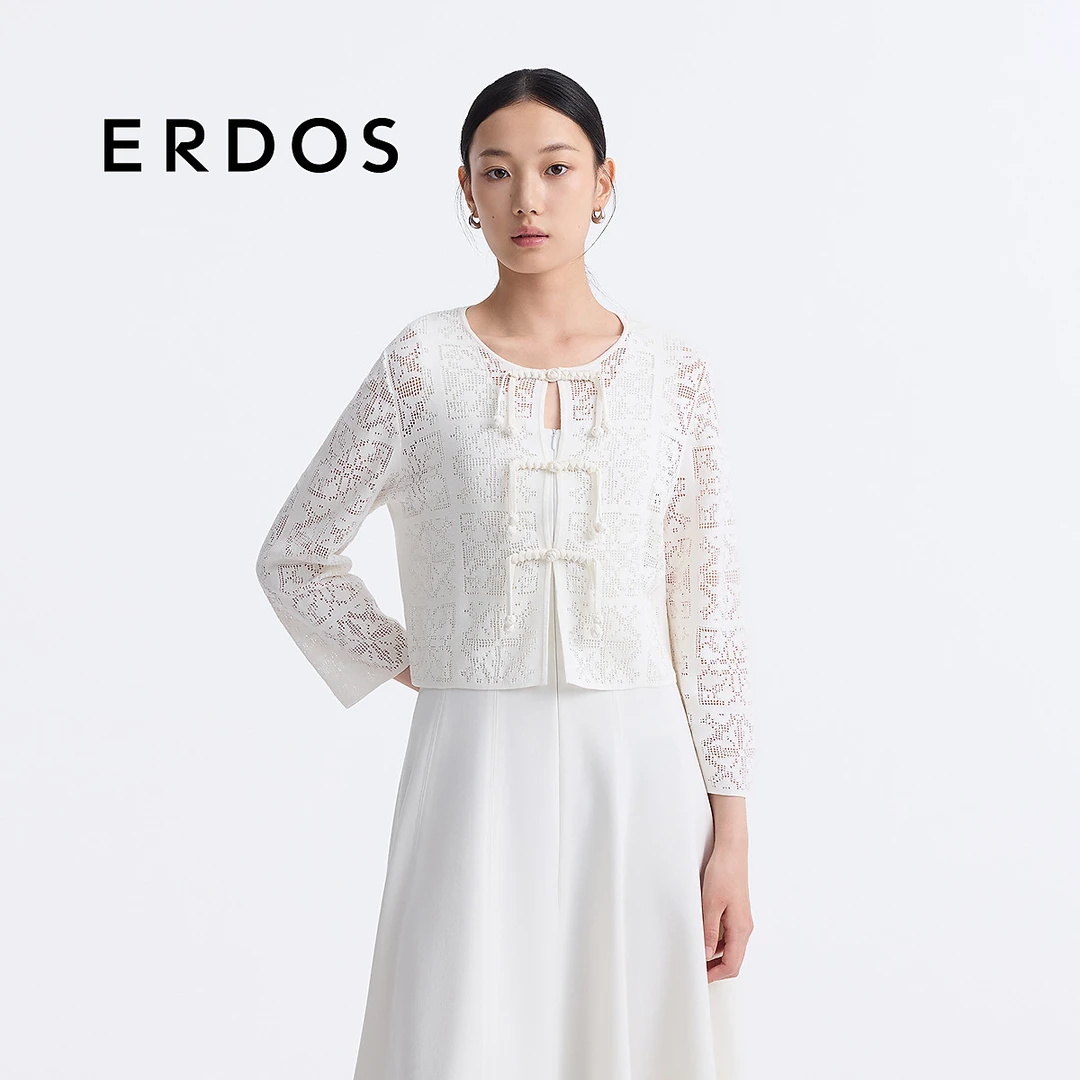 ERDOS 镂空针织开衫新中式风盘扣【绮境】25年春夏新品