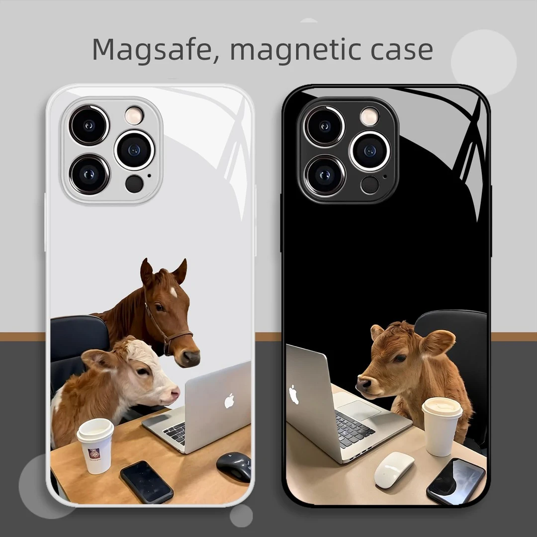 适用工作牛马高级感苹果16Promax工人iPhone 14磁性磁无线手机壳