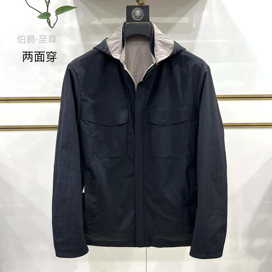 6307男士连帽夹克户外青年时尚春秋款英伦风休闲纯色百搭两面外套