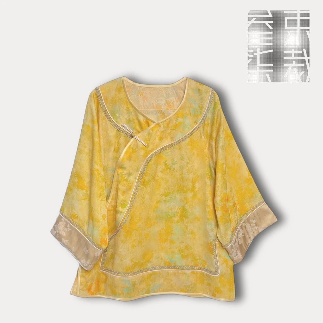 A685【流萤】夏季新款原创复古圆领设计款中国风花萝新中式上衣