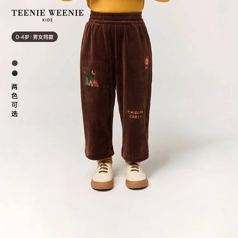 TeenieWeenieBaby小熊童装25年秋冬款宽松雪尼尔长裤T0TM258977N