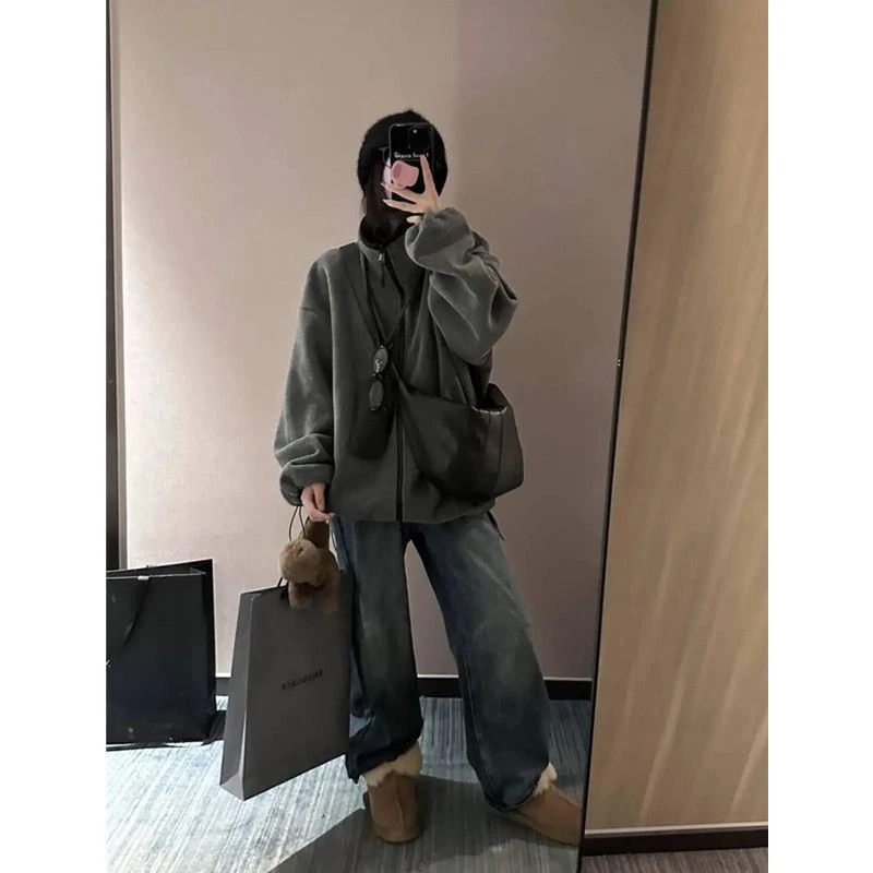 秋冬新款300斤胖mm慵懒风显瘦百搭卫衣宽松ins上衣韩版情侣外套女