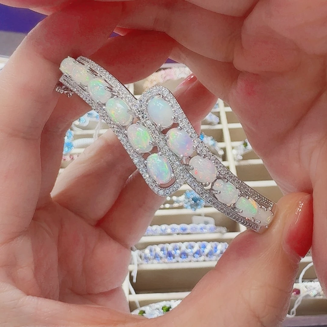 欧泊银S925镶嵌手镯手镯