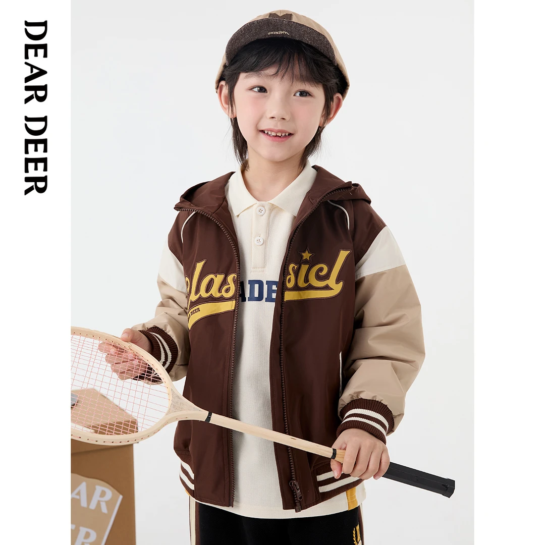 【门店同款】迪迪鹿男大童春秋季外套拼接棒球服休闲夹克C124313109