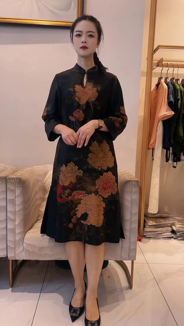 693391香云纱连衣裙