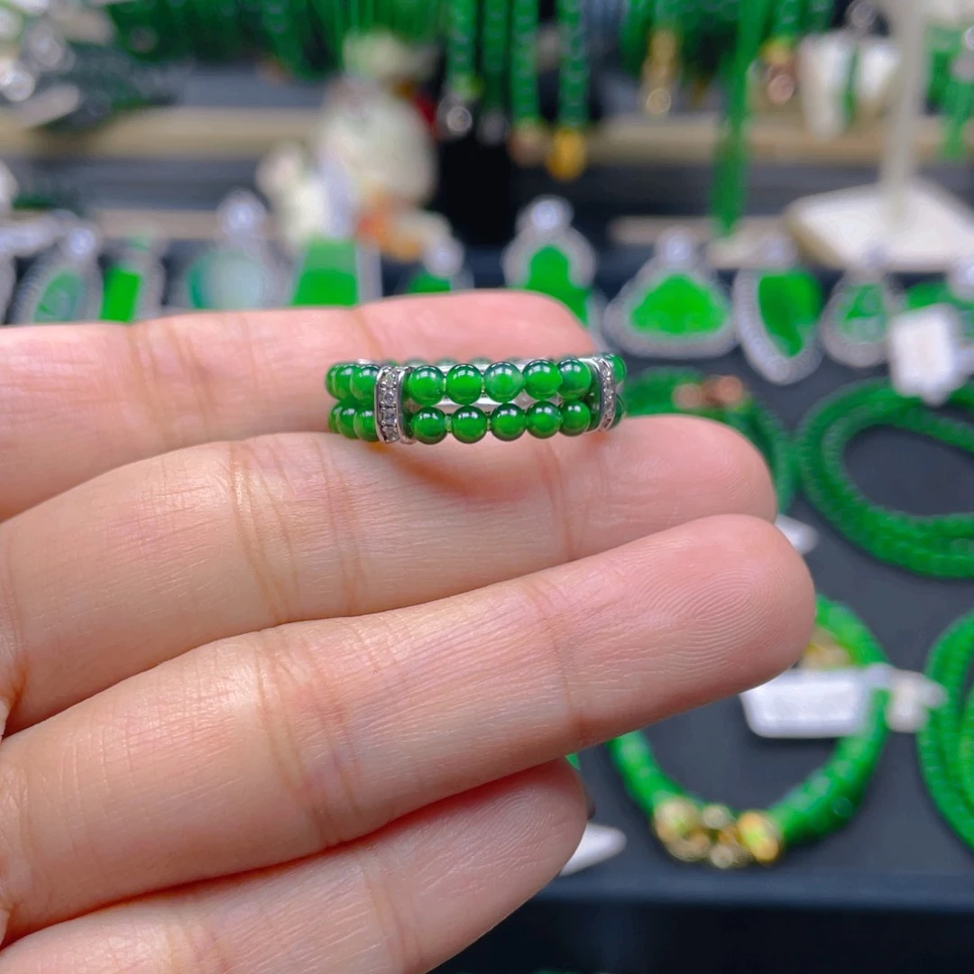 未镶嵌戒指翡翠圆珠戒圈