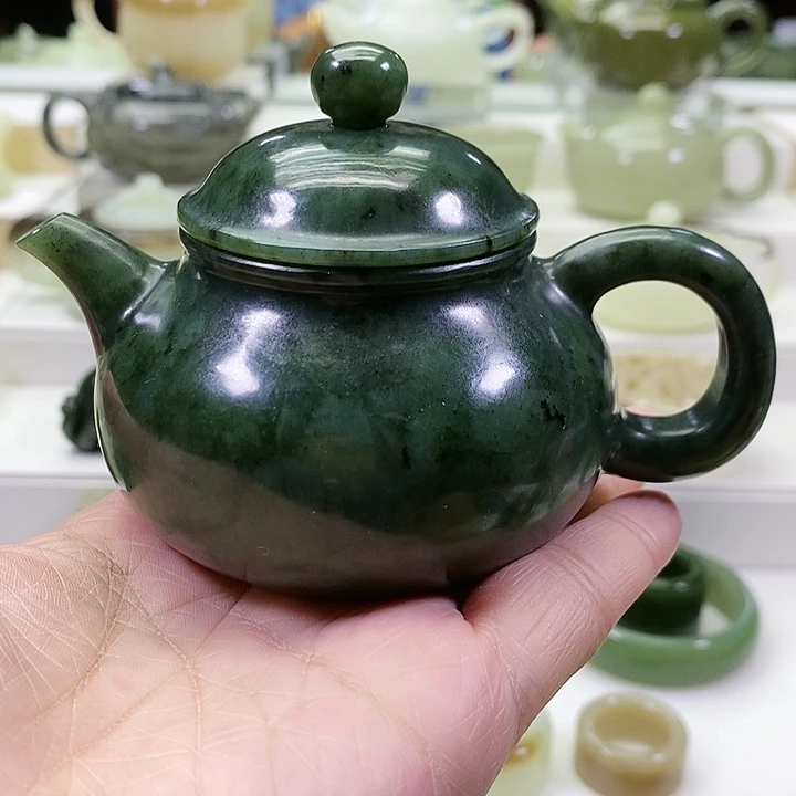 和田玉未镶嵌挂件茶壶130m l