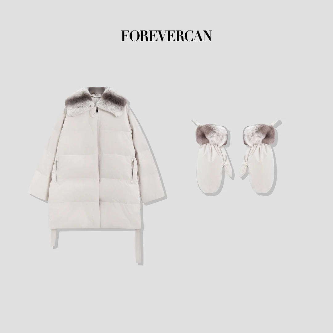 FOREVERCAN“北欧环游记”客订獭兔毛毛领白鹅绒羽绒外套 SC22646