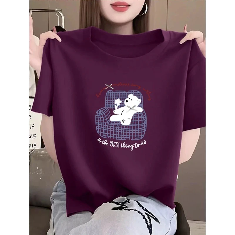 2025年新款正肩短袖T恤女显瘦圆领减龄洋气打底衫洋气上衣潮夏季