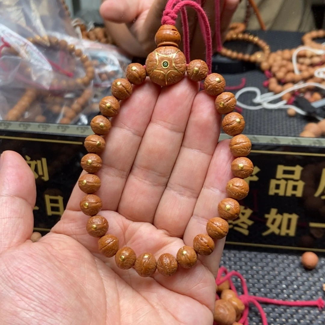 凤眼菩提吊坠9.4至9.8实心金钉手串