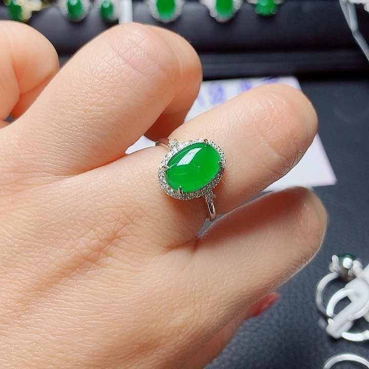 银S925镶嵌戒指翡翠