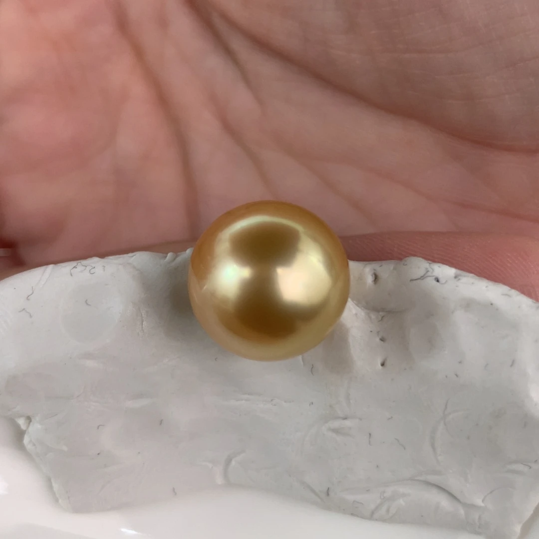 未镶嵌裸珠定制海水珍珠南洋金珠浓金色12-13mm