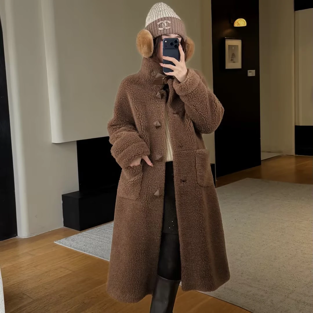 HELA AOMI “粽子扣.泰迪熊”绵羊毛100%保暖皮草外套CY5DC29407