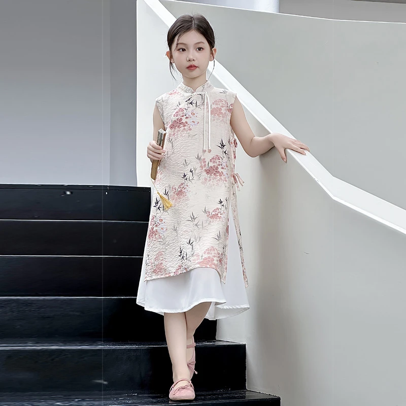 儿童2025年夏装大女童装裙子夏季背心吊带连衣裙宽松显瘦款花苞裙