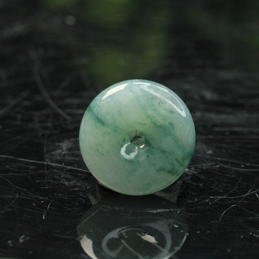 14ZB天然缅甸A货翡翠飘花平安扣/600134嘉禾珍宝