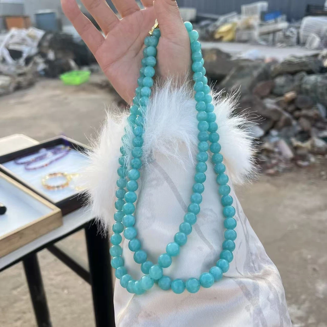 梵东甄选】A113-天然半玉化天河石项链-多样性发其一