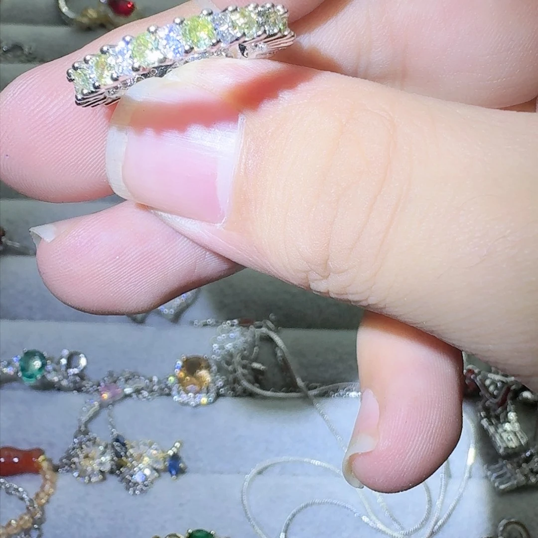 绿水晶戒指银S925镶嵌