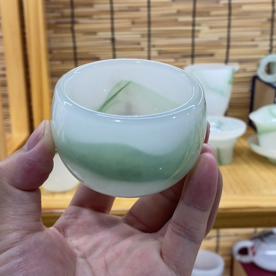 琉璃手工艺品飘绿罗汉杯
