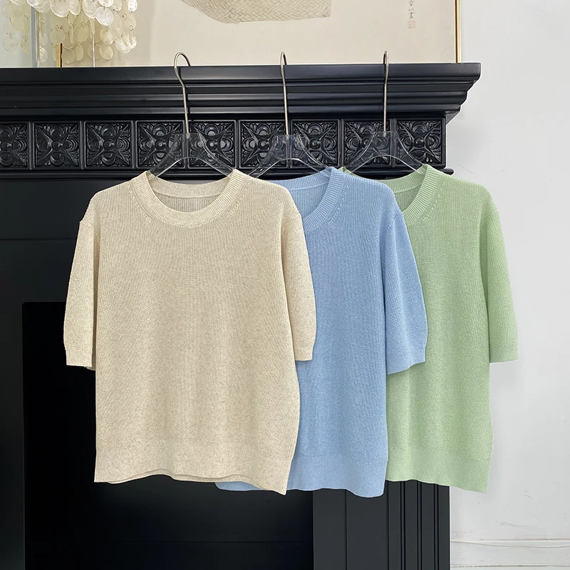 【朵儿studio】元宝针夏季圆领针织衫 A143