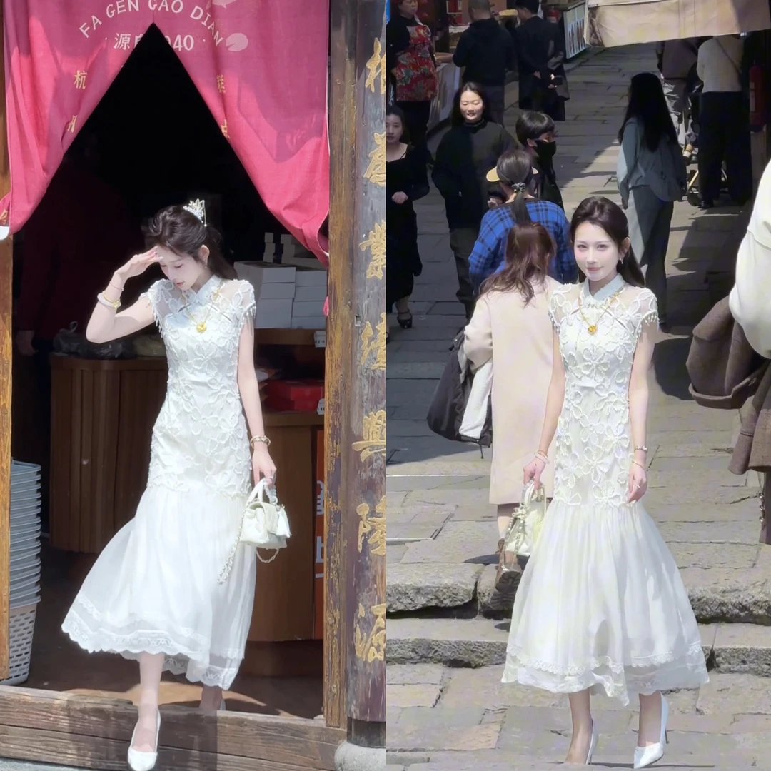 【婷婷】《梦里花》高定系列 重工盘花珠袖改良旗袍 TTZ2SX192【Q】