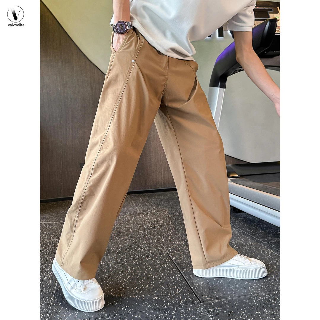 VALVOELITE直筒裤子男款春秋季拼接设计感弯刀裤痞帅裤新款休闲裤