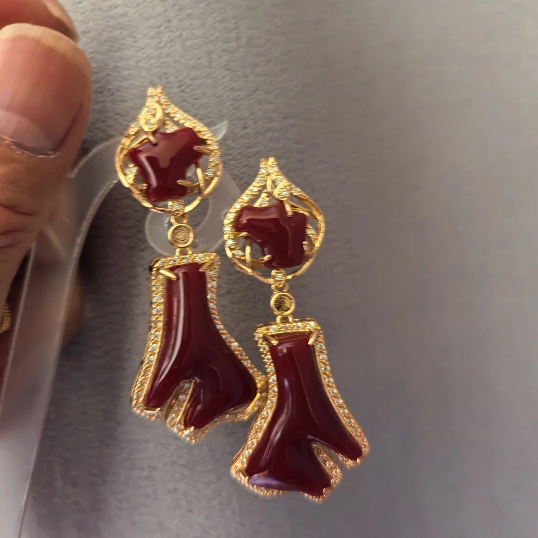 非金属亚克力耳饰  藏式民族风手工阿卡红新款耳环