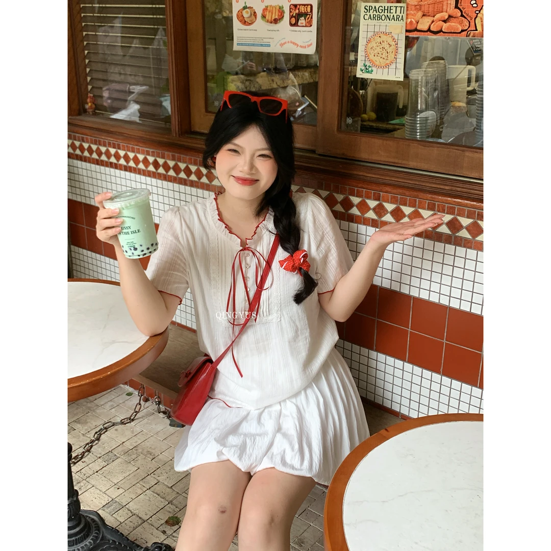 青屿衫-微胖显瘦法式小众设计感木耳边衬衫气质百搭上衣大码女装