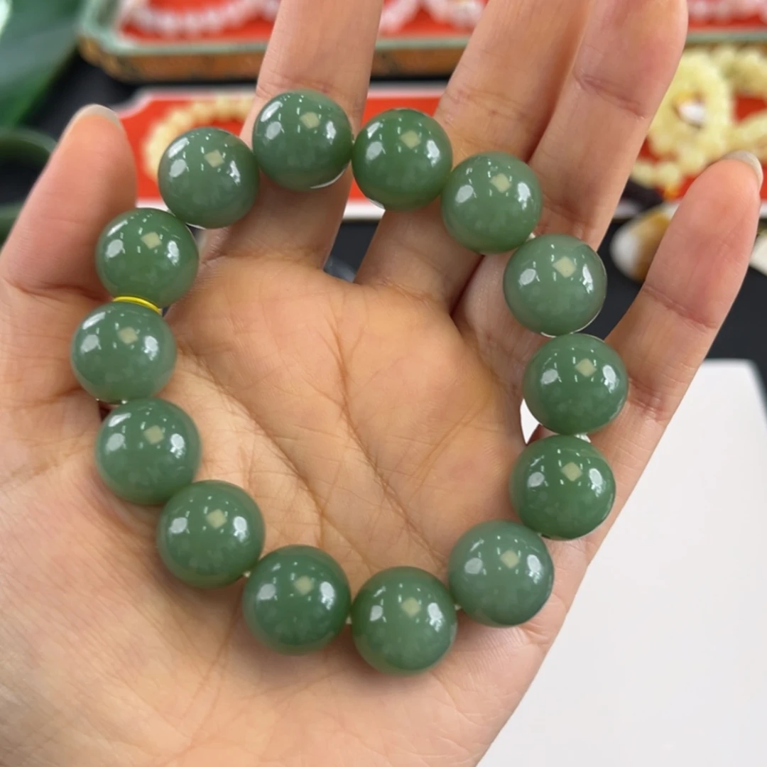 【闪购商品】手链未镶嵌和田玉俄碧手串