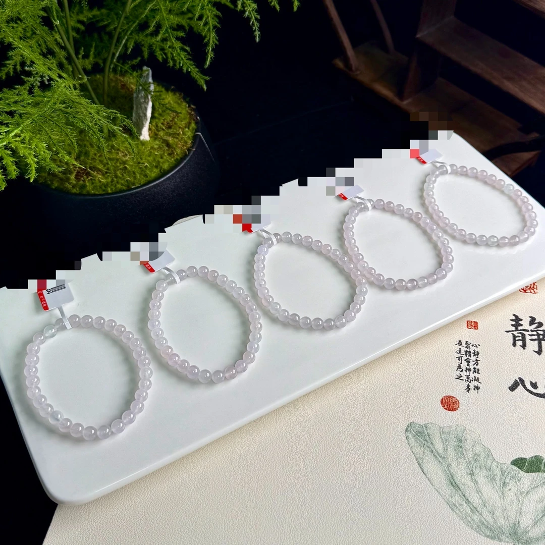 冰粉绿圆珠手串多样性发其一 四会翡翠缅甸天然A货翡翠时尚百搭