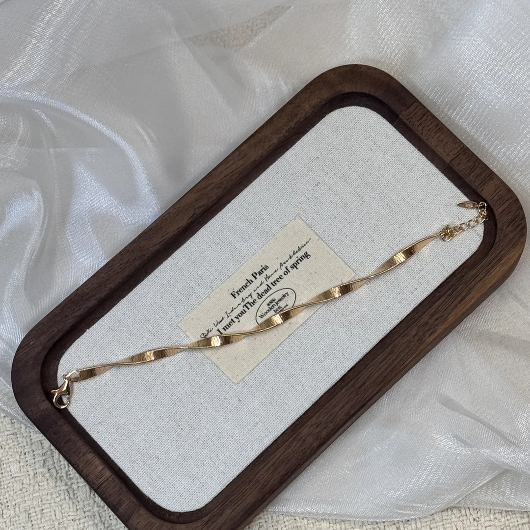 925银手链 s925纯银镀金不规则手链 简约时尚