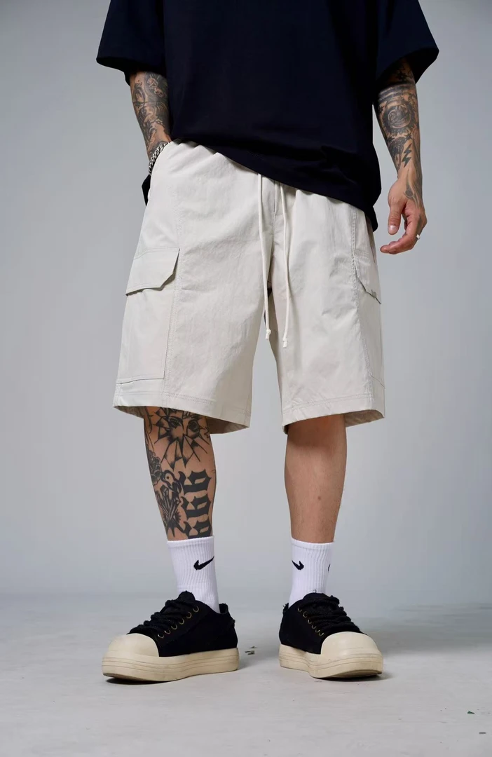 夏季短裤男日系潮牌机能大口袋直筒工装五分裤男宽松休闲中裤7386