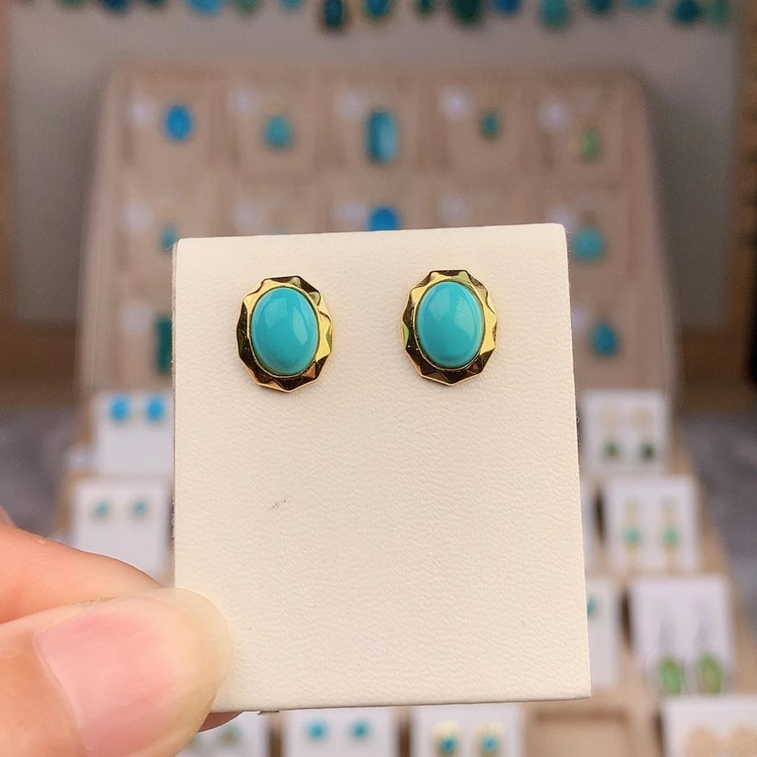 绿松石未镶嵌耳饰