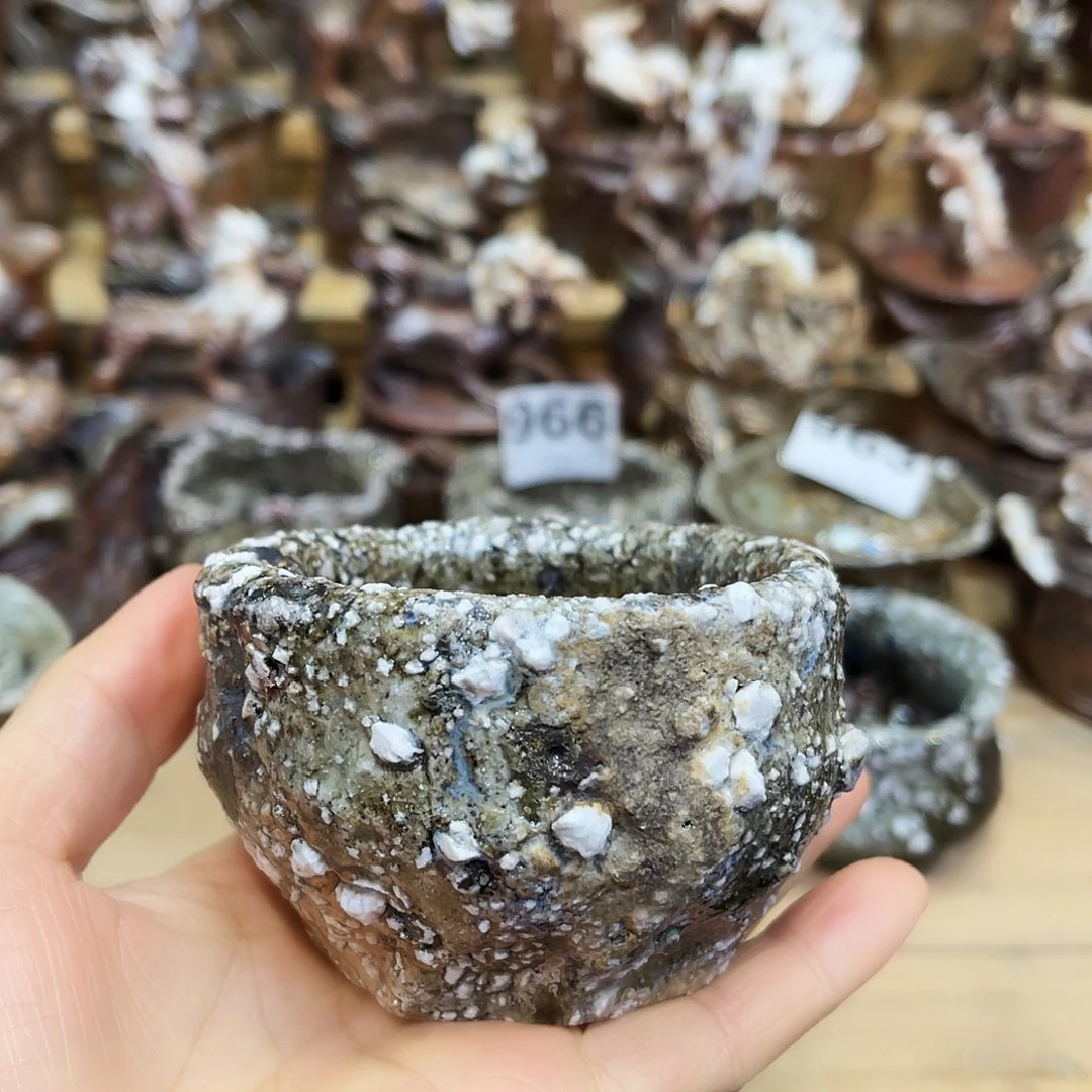 瓶柴烧石头手捏复烧杯