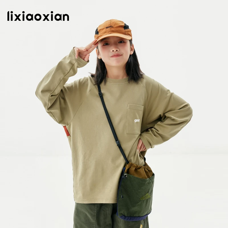 梨小闲女童休闲春秋长袖T恤儿童2025新款中大童休闲简约百搭体恤