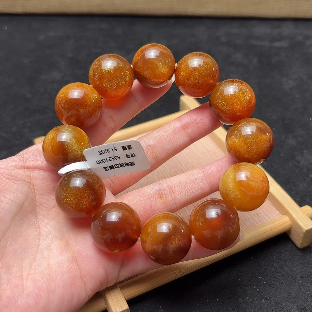 琥珀未镶嵌珠宝奇石猪油金沙猫眼20mm