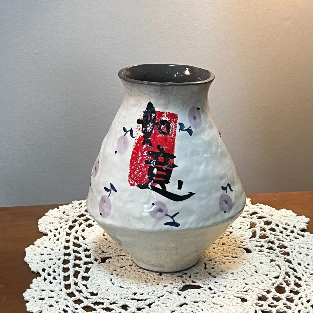 景德镇手绘艺术感花瓶（素白如意题字高20cm 口10cm）