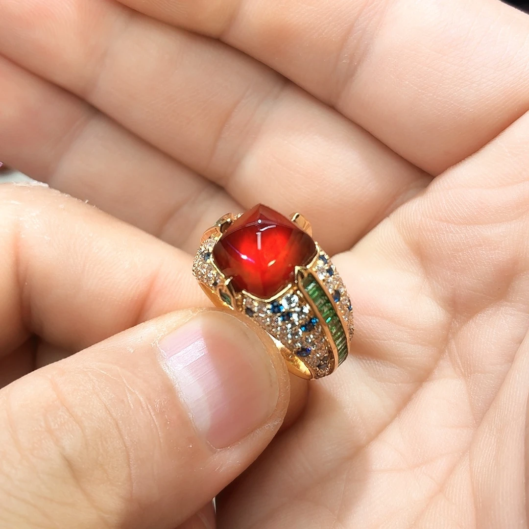 戒指银S925镶嵌石榴石