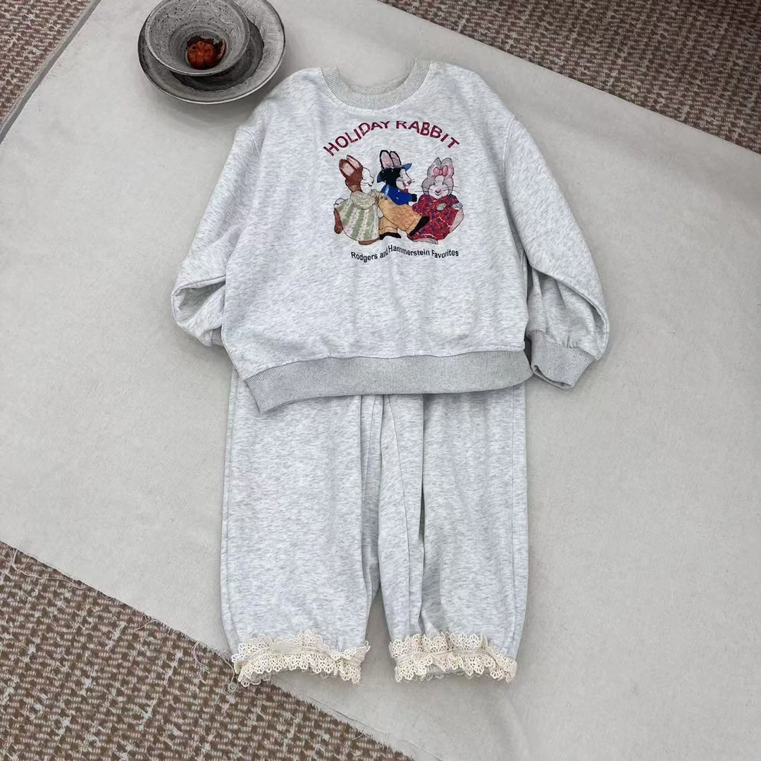 〖姐姐家〗25春装萌娃穿搭三只小兔长袖套装 bt138