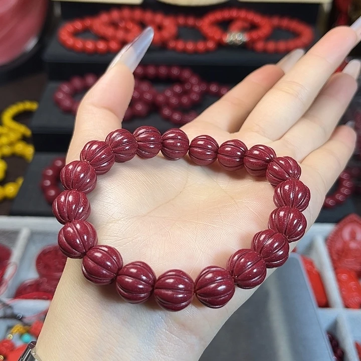 天然辰砂含尘砂手串卡10