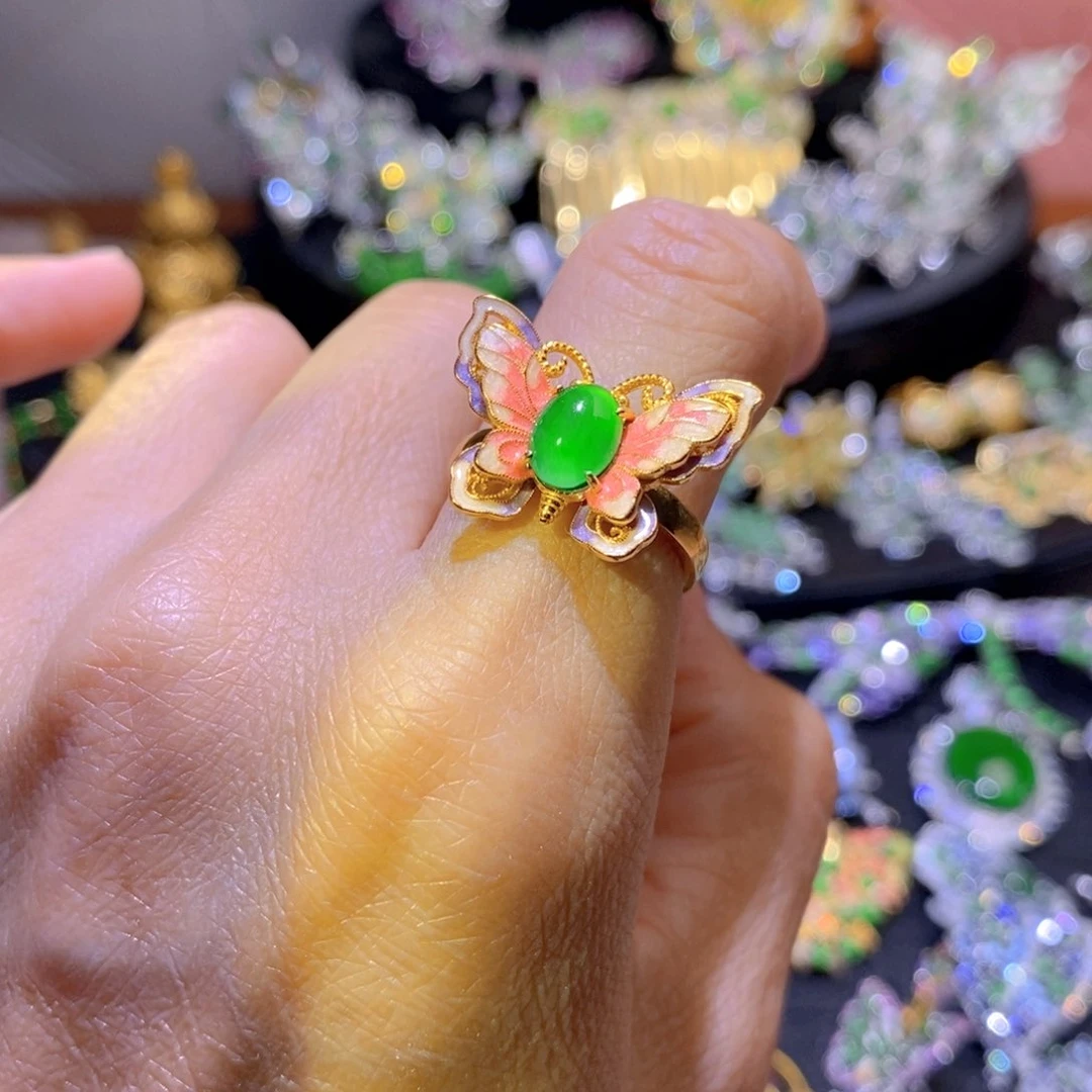 翡翠银S925镶嵌项圈天然翡翠