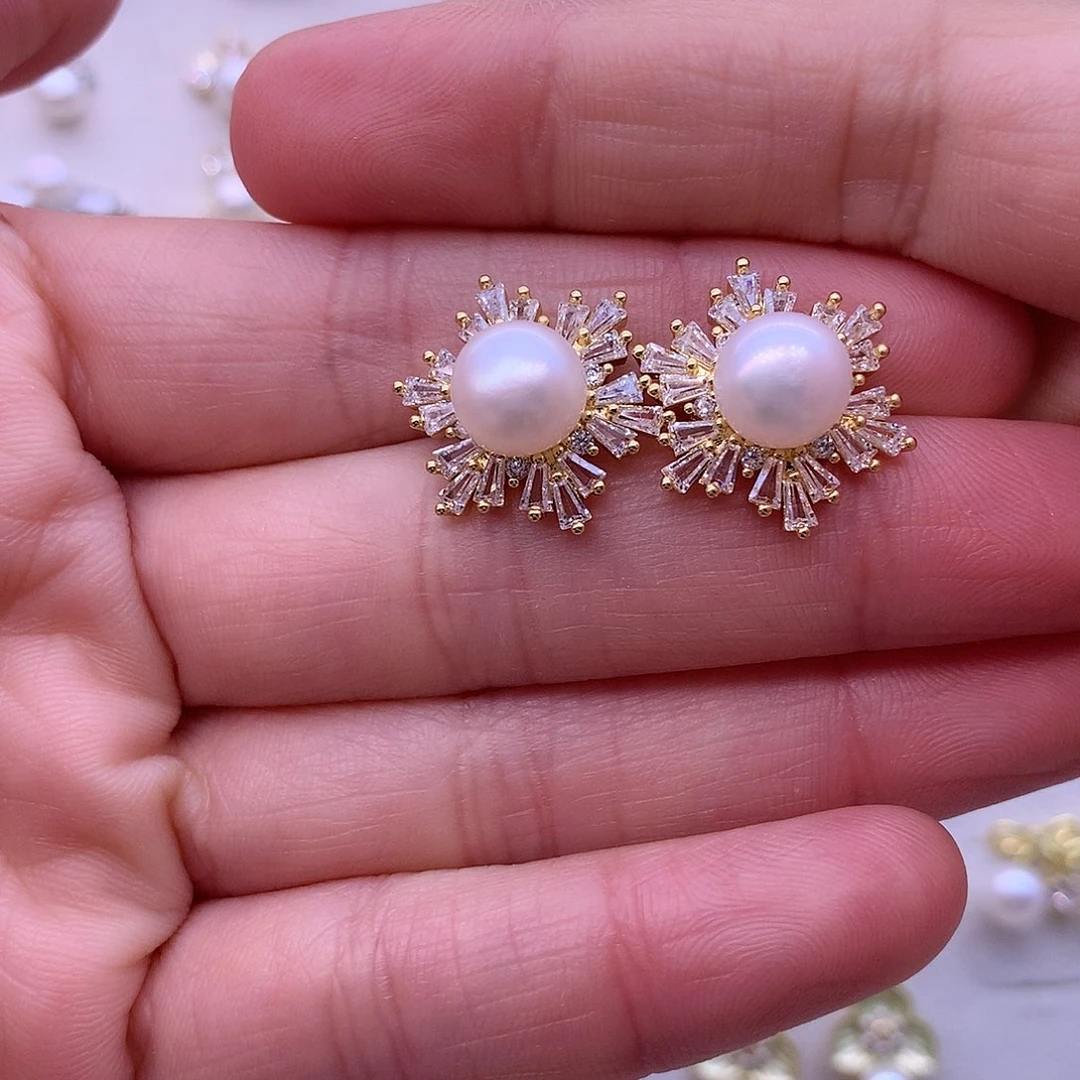 淡水珍珠耳饰合金