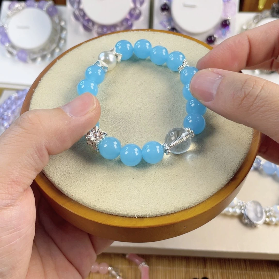 水晶手串银S925镶嵌我是一只小小鸟