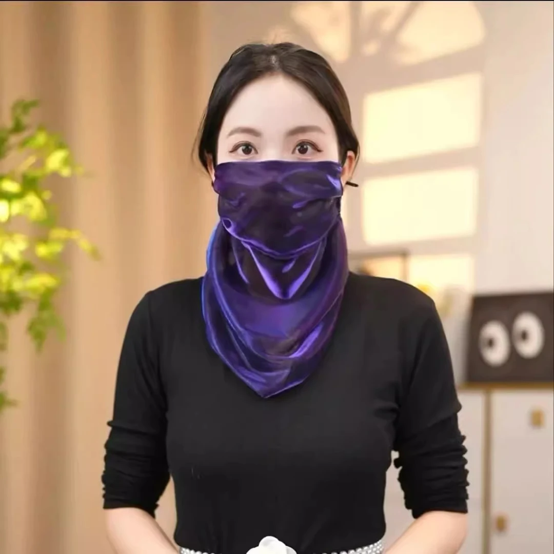 防晒面罩口罩透气不起球防晒面罩防护防尘防霾成人丝巾磁扣贝珠
