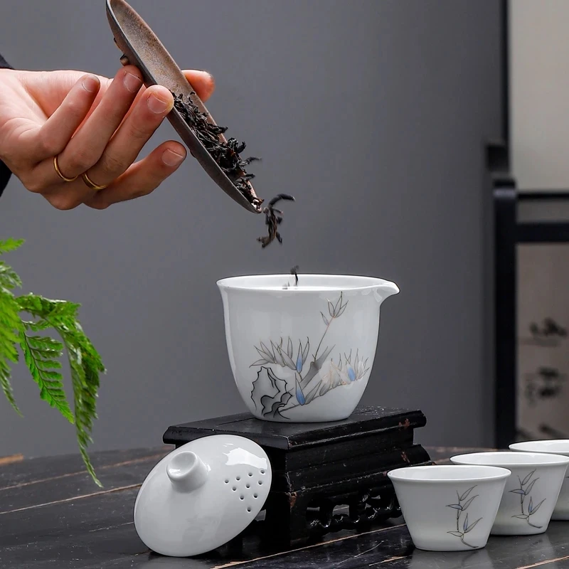 陶瓷旅行茶具白瓷快客杯小套装车载便携家庭户外泡茶壶logo定制